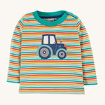 Frugi Orion Applique Top - Iguana Multi-Stripe/Tracteur