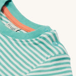 T-shirt brodé Frugi Little - Rayures mousse/Macareux