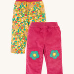 Pantalon réversible en velours côtelé Frugi Trixy - Airelle rouge/Amis de l'automne