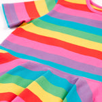 Frugi Sunshine Skater Dress - Foxglove Rainbow Stripe