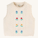 Frugi Marnie Embroidered Tank Top - Pearl/Flowers