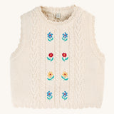 Frugi Marnie Embroidered Tank Top - Pearl/Flowers