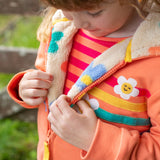 Sweat à capuche doublé en polaire Frugi Ted - Cantaloup/Arc-en-ciel