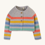 Frugi Bright As A Button Cardi - Grey Marl Stripe