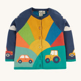 Frugi Reva Applique Cardigan - Navy Blue/Sunrise