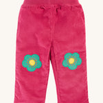 Pantalon réversible en velours côtelé Frugi Trixy - Airelle rouge/Amis de l'automne