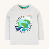 Haut à appliqués Frugi Adventure - Gris chiné/Protégez votre planète