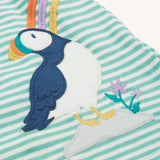 Frugi Dolcie Dress - Moss Stripe/Puffin Rainbow