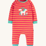 Frugi Rowan Romper - Cantaloupe Stripe/Horse