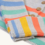 Frugi Bright As A Button Cardi - Grey Marl Stripe