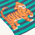 Frugi Bobby Applique Top - Iguana Stripe/Tiger