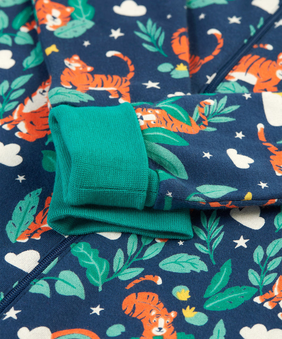 The wrist cuffs on the Frugi Zelah Zip Up All In One - Roarsome!