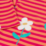 Frugi Tori Applique Top - Cantaloupe Stripe/Flowers