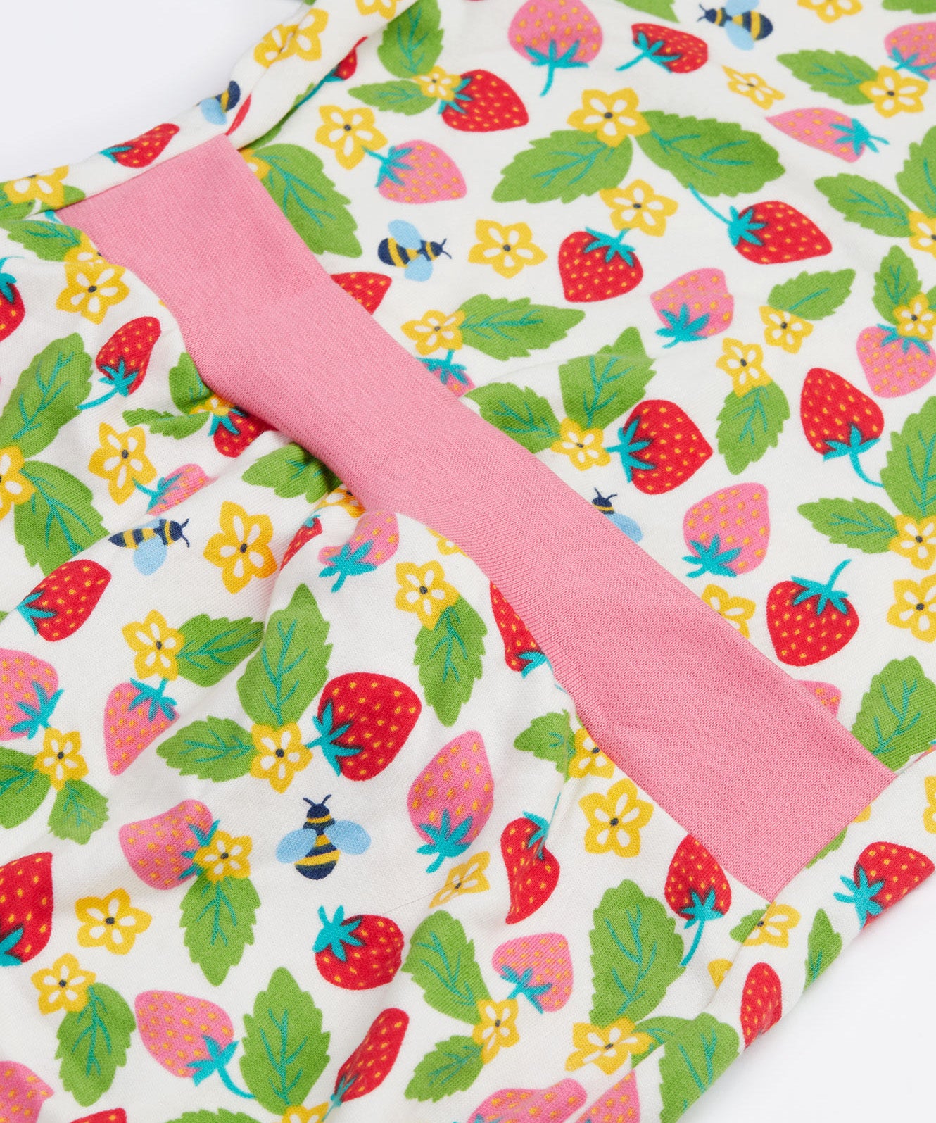 Frugi white dressing baby grow strawberry field print detail