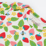 Frugi Easy Dressing Babygrow - Strawberry Field