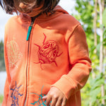 Frugi orange zip hoodie beetles design 