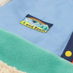 Frugi hooded fleece multicoloured block design print detail