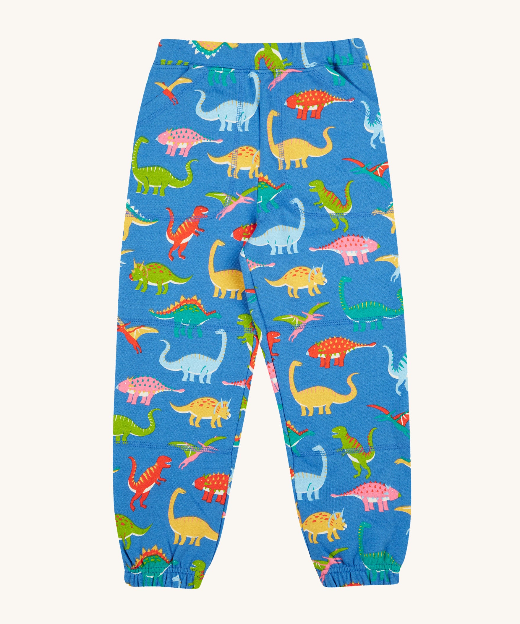 Frugi blue joggers dino roar design