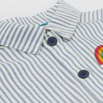 Frugi blue striped jumpsuit grow your own way design collar detail