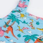 Frugi blue parsnip dungarees dinoland shoulder strap detail