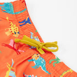 Frugi orange board shorts dino design  waist detail