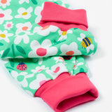 Frugi green parsnip pants busy bugs cuff detail