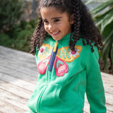 Frugi green hoodie butterfly design 