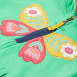 Frugi green hoodie butterfly print detail