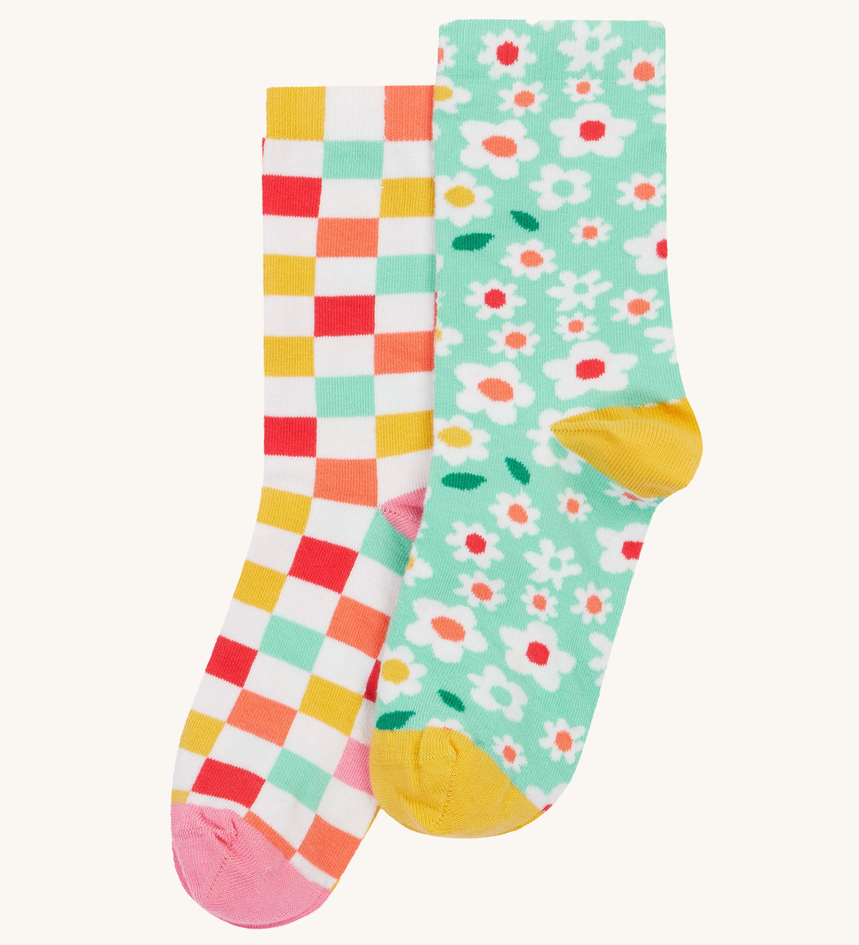 Frugi rock my socks daisy and chequered design