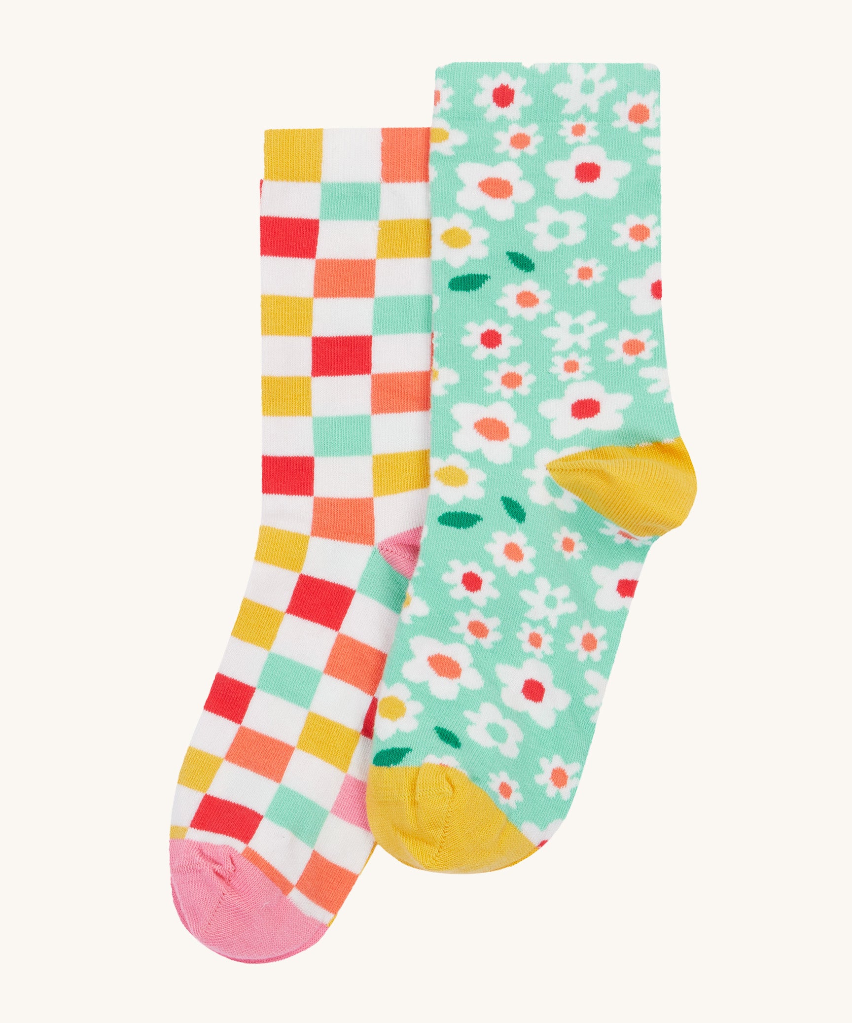 Frugi rock my socks daisy and chequered design