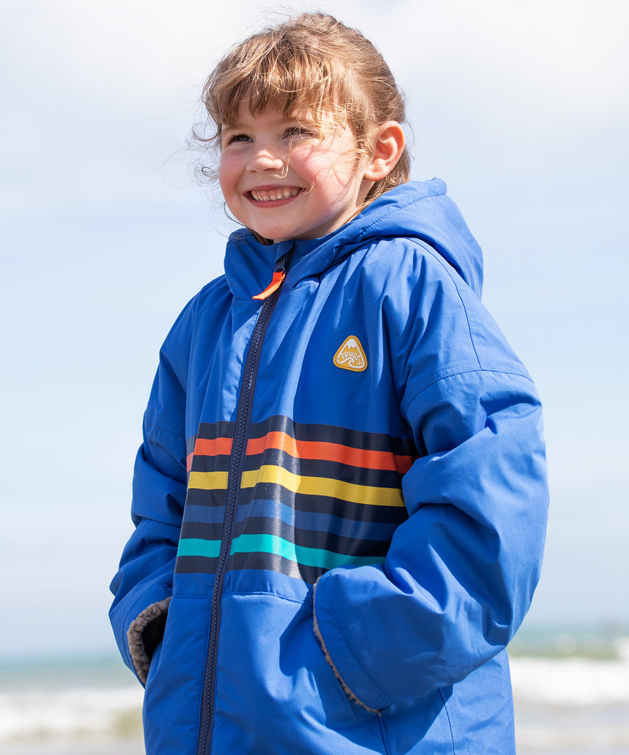 Frugi blue rainbow stripe changing robe 