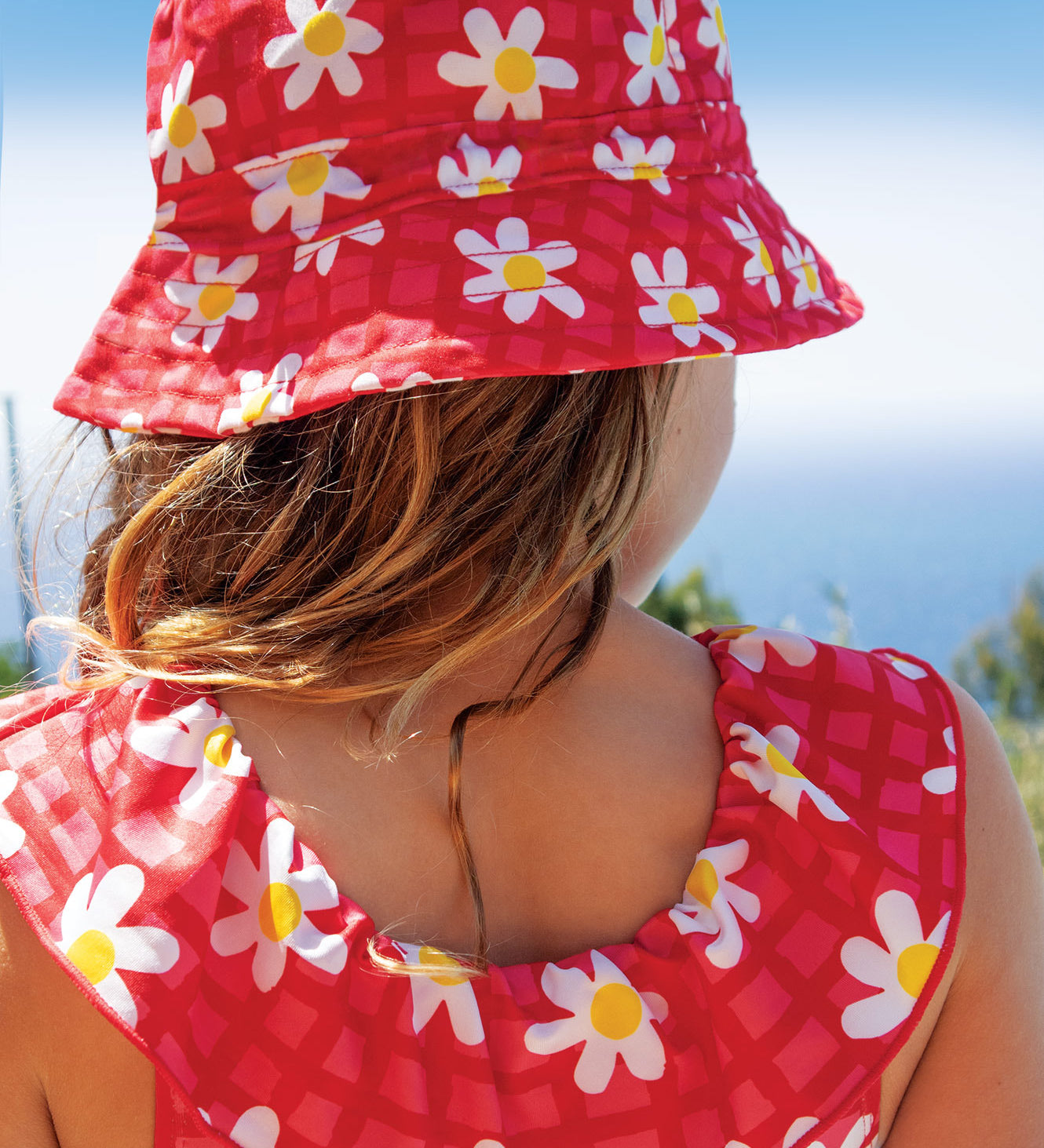 Frugi pink swim hat daisy chain design 