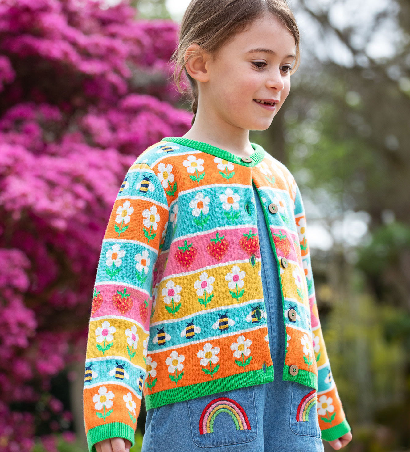 Frugi multicoloured cardigan daisy design 