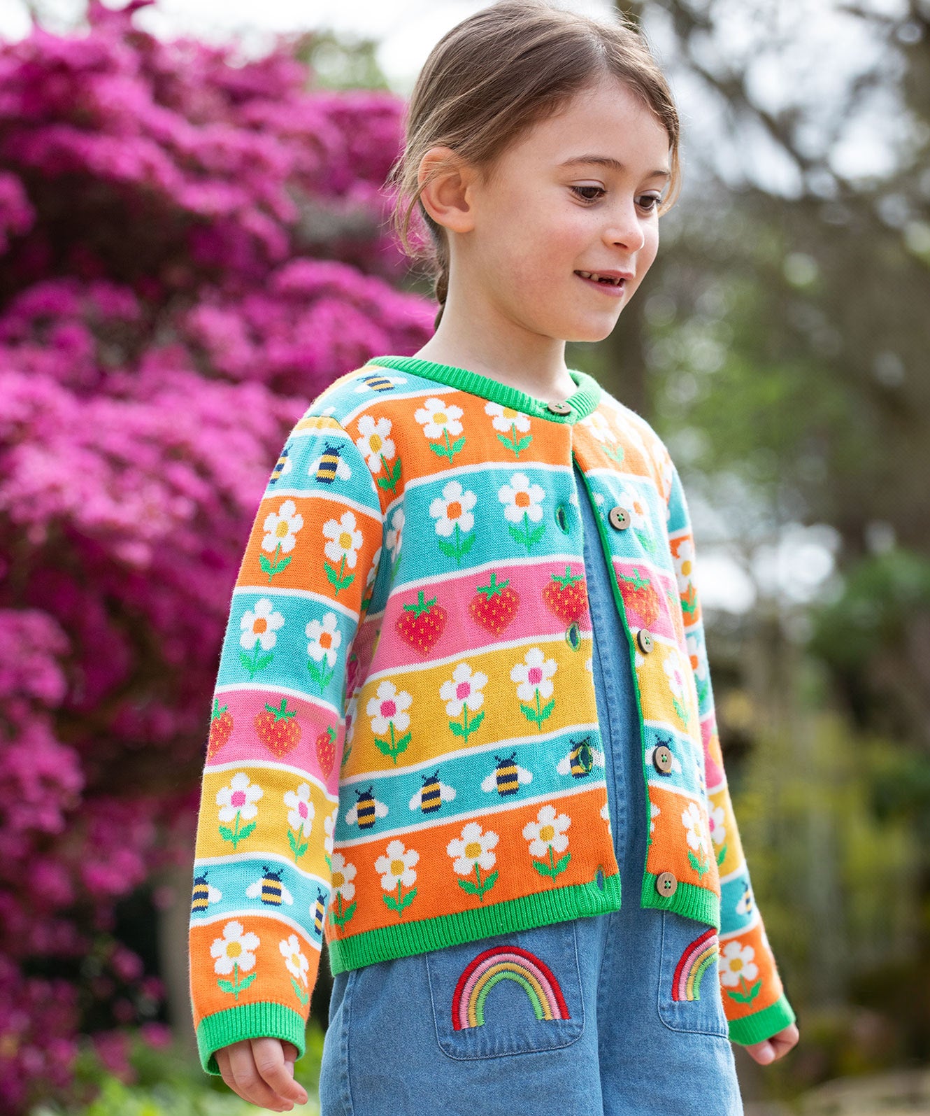 Frugi multicoloured cardigan daisy design 