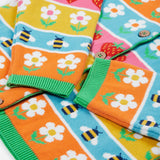 Frugi multicoloured cardigan daisy design cuff detail