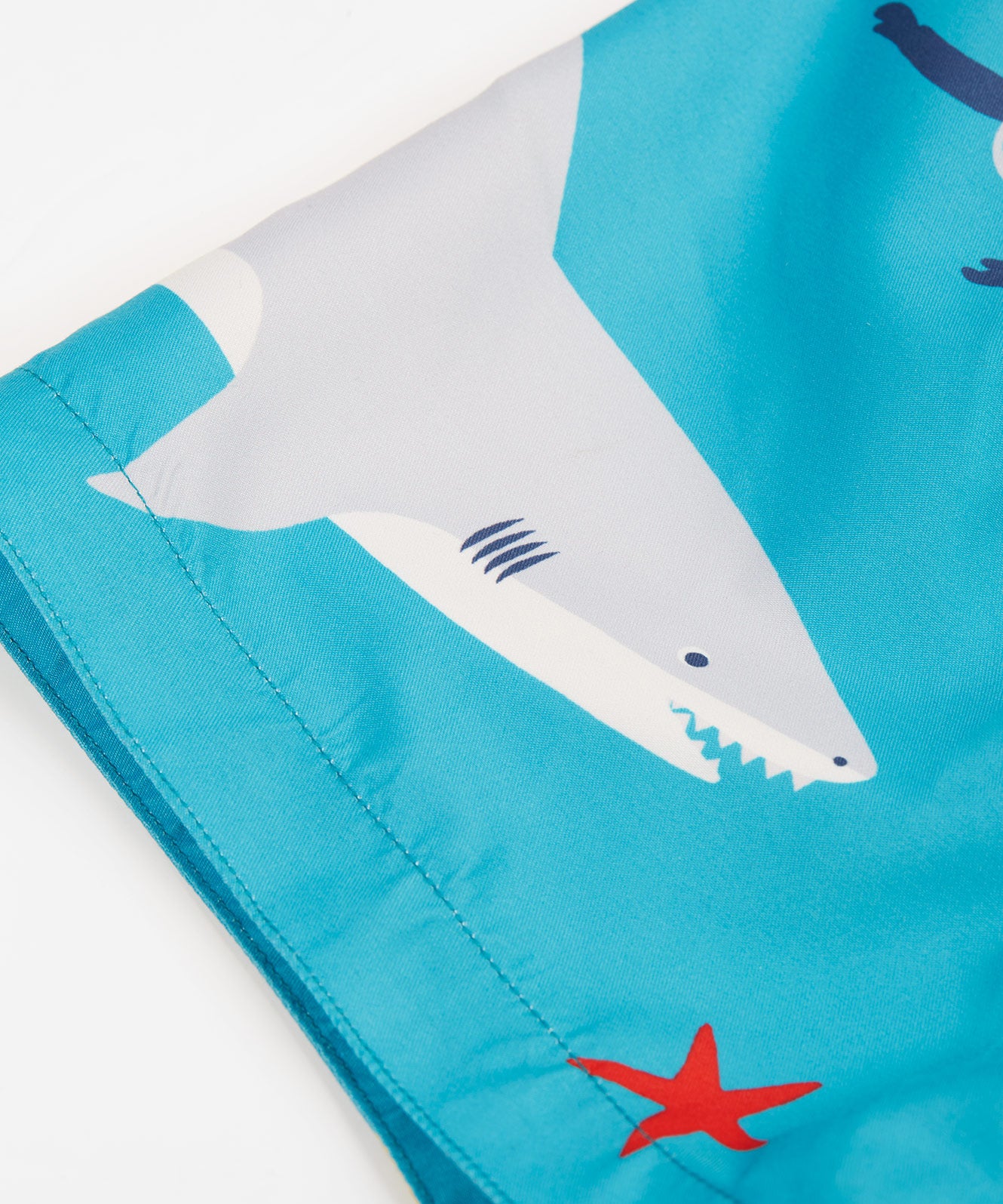 Frugi blue swim shorts deep dea diver print detail