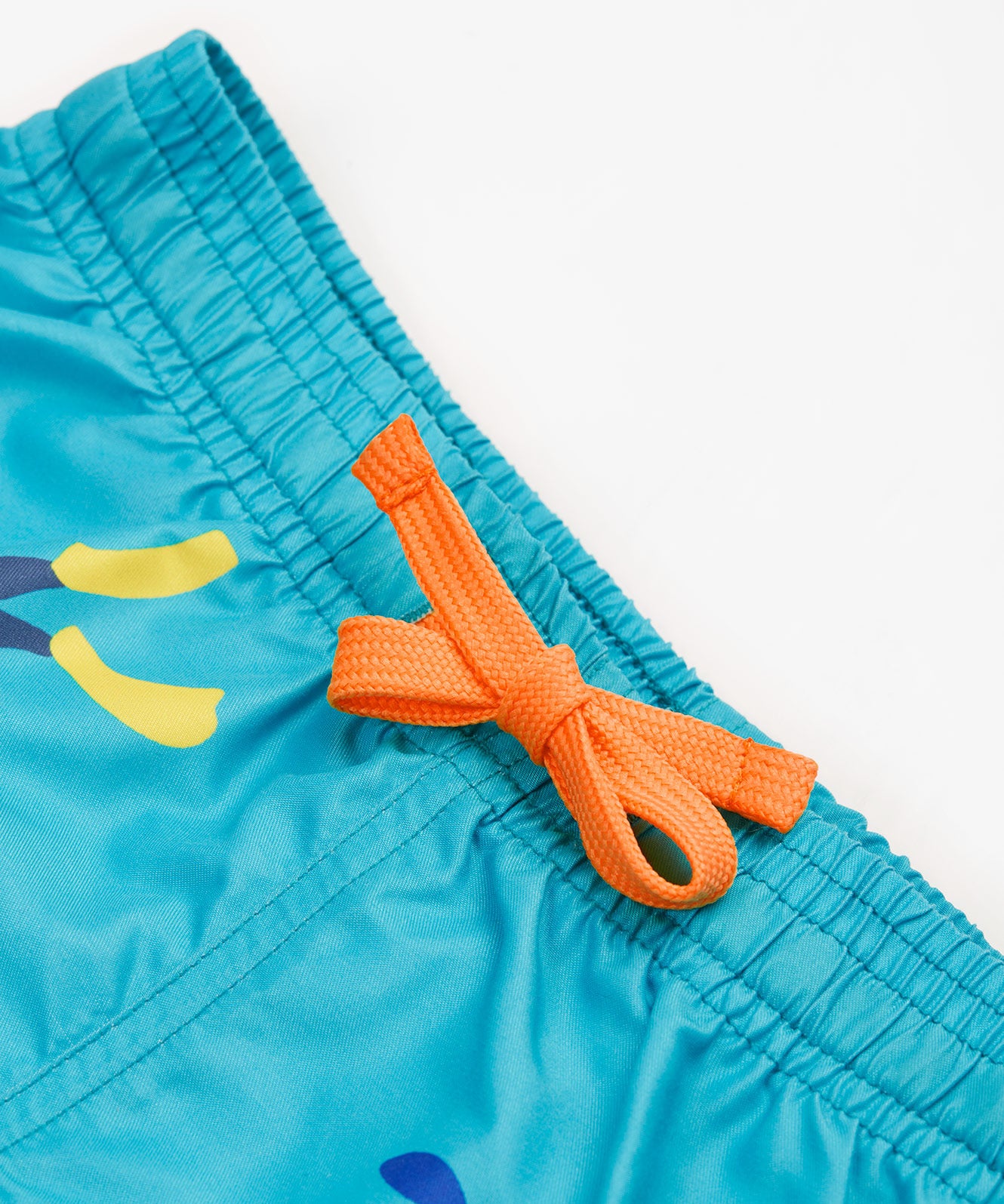 Frugi blue swim shorts deep dea diver waist detail