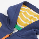 Frugi navy hoodie digger hood detail