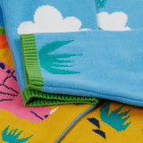 Frugi blue knitted cardigan dino cuff detail