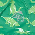 Frugi green all in one suit dino roar print detail