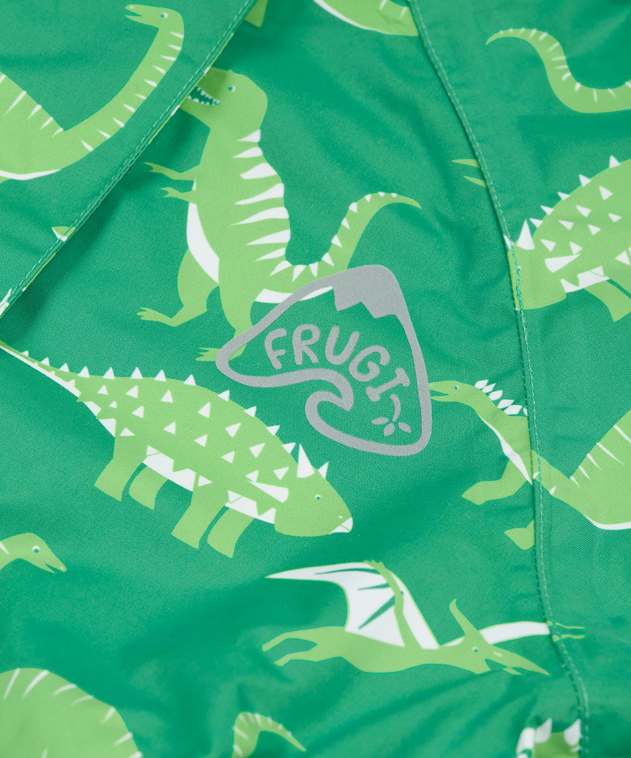 Frugi green all in one suit dino roar print detail