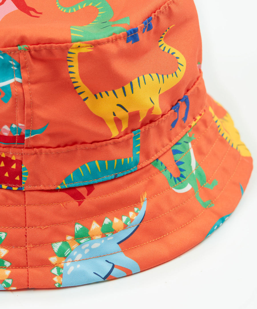 Frugi orange swim hat dino roar design print detail