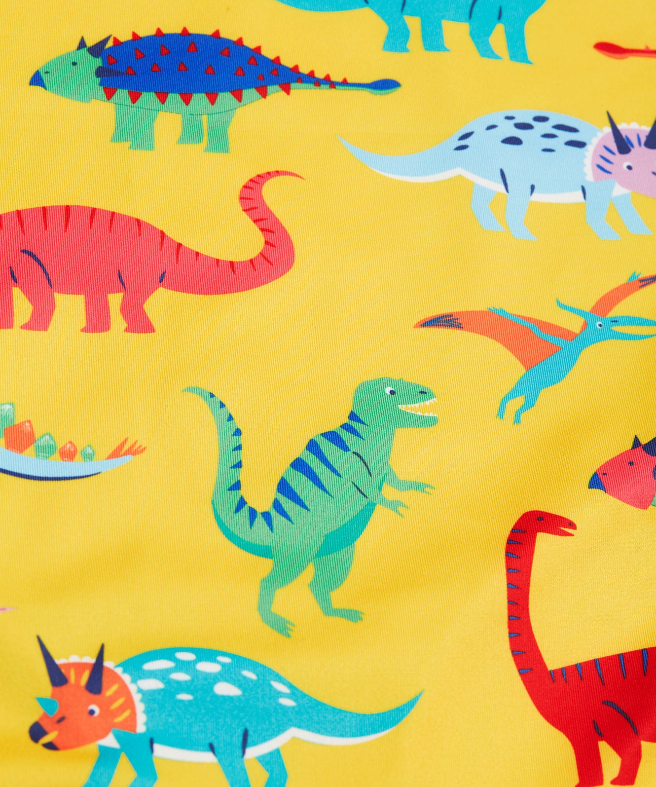 Frugi yellow swim suit dino roar design print detail