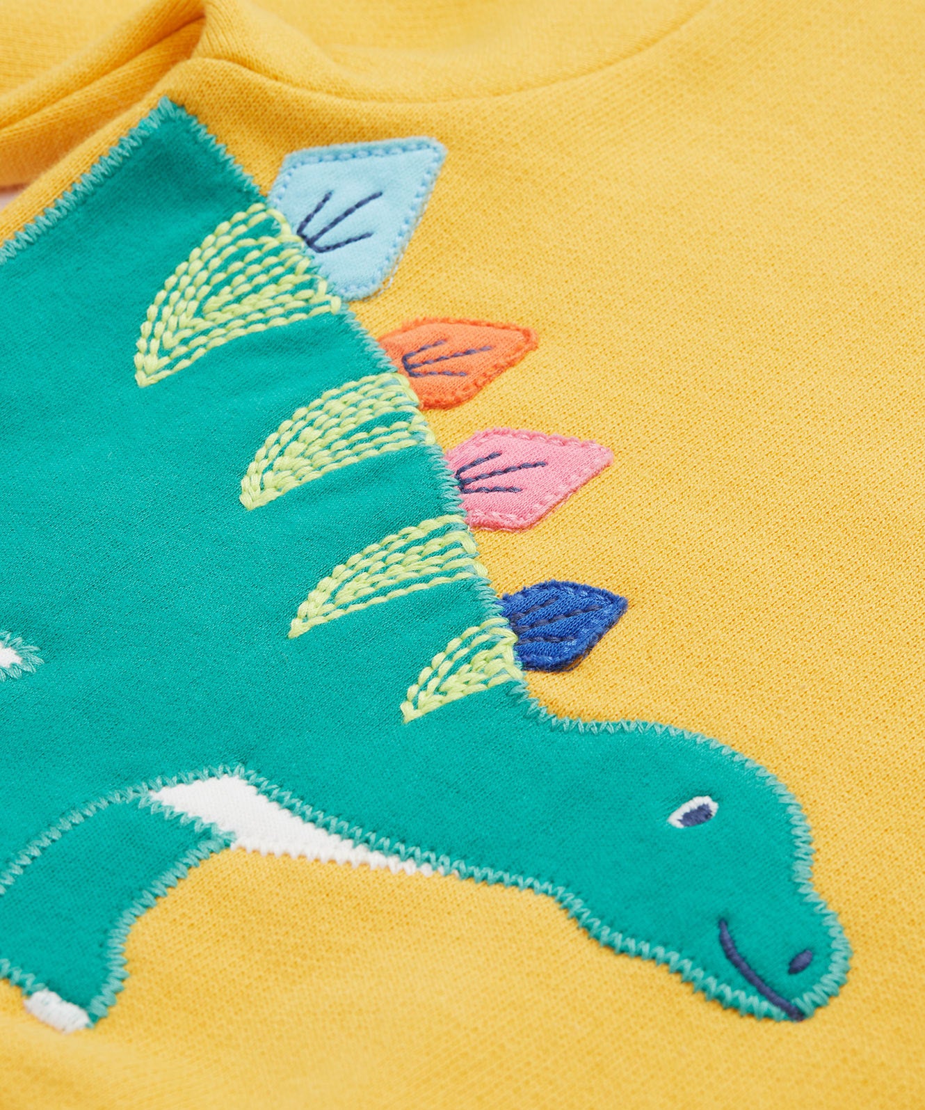 Frugi yellow easy on jumper dino print detail