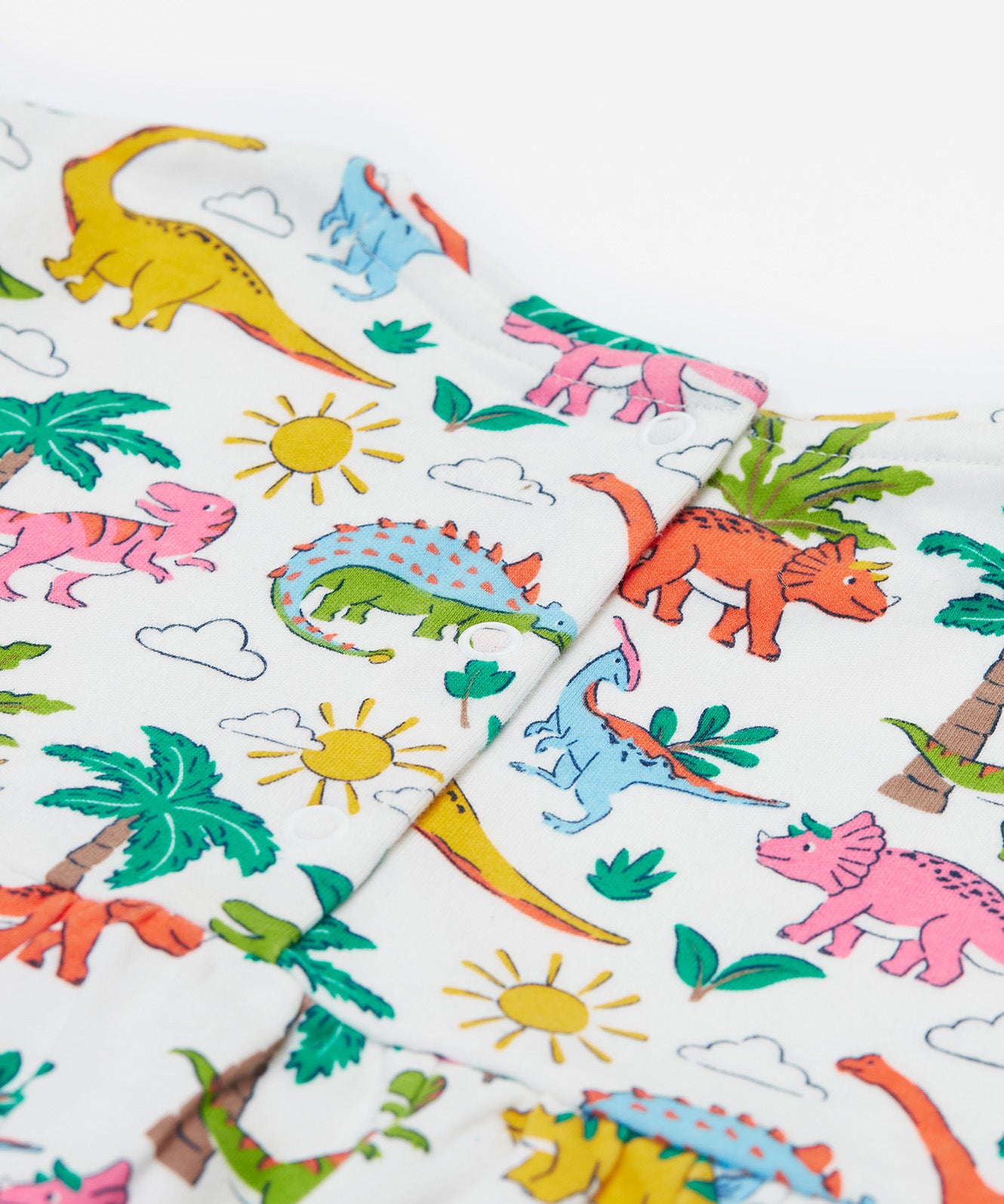 Frugi white dress dinoland design back detail