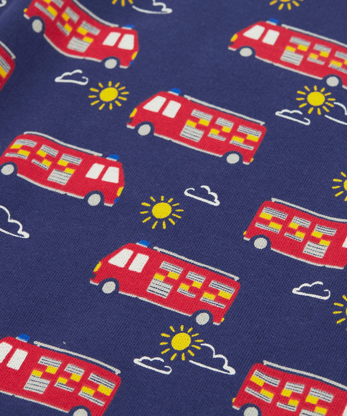 Frugi navy jumper fire engine print detail