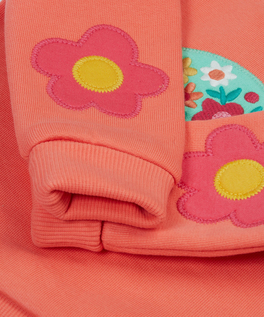 Frugi pink easy on jumper tortoise cuff detail