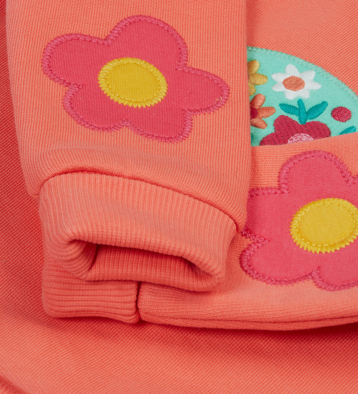 Frugi pink easy on jumper tortoise cuff detail