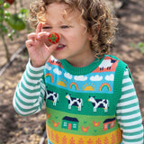 Frugi multicoloured stripe knitted tank top farm life design 