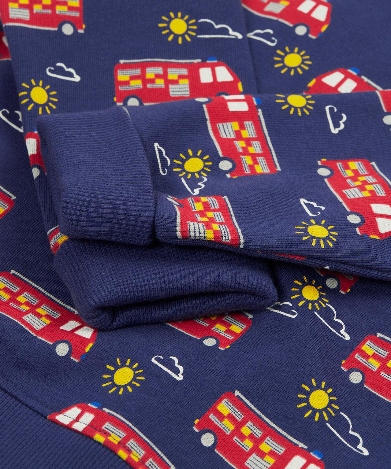 Frugi navy jumper fire engine cuff design